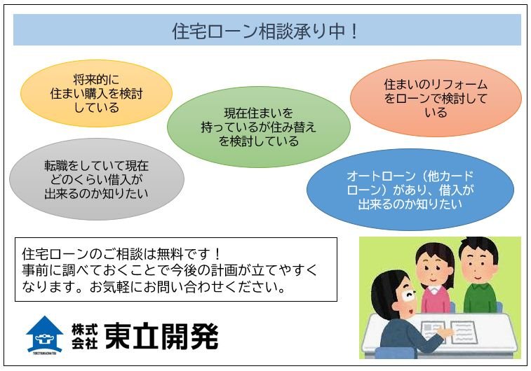 ☆住宅ローンご相談受付中です！ | 福島県の不動産なら株式会社東立開発